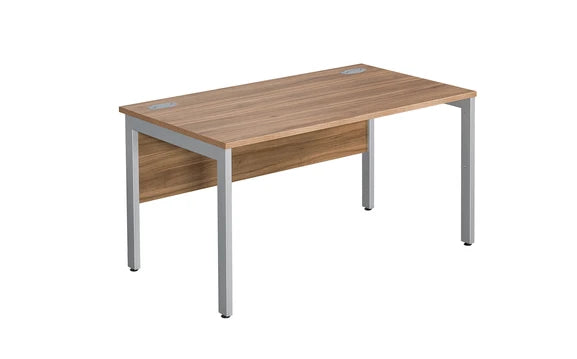 1600x800mm Straight Desk, American Black Walnut Top with Silver Legs