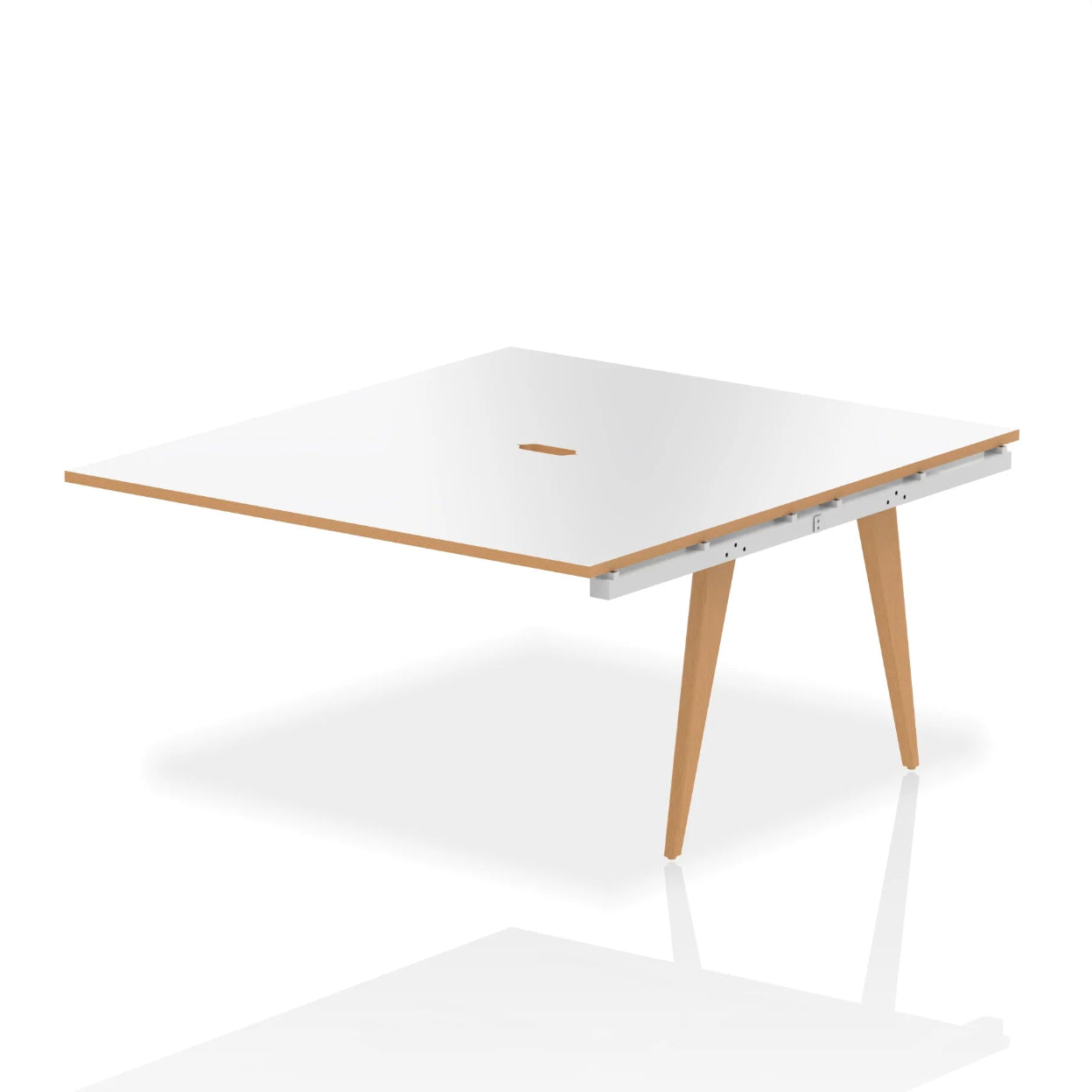White table with wooden legs on a white background