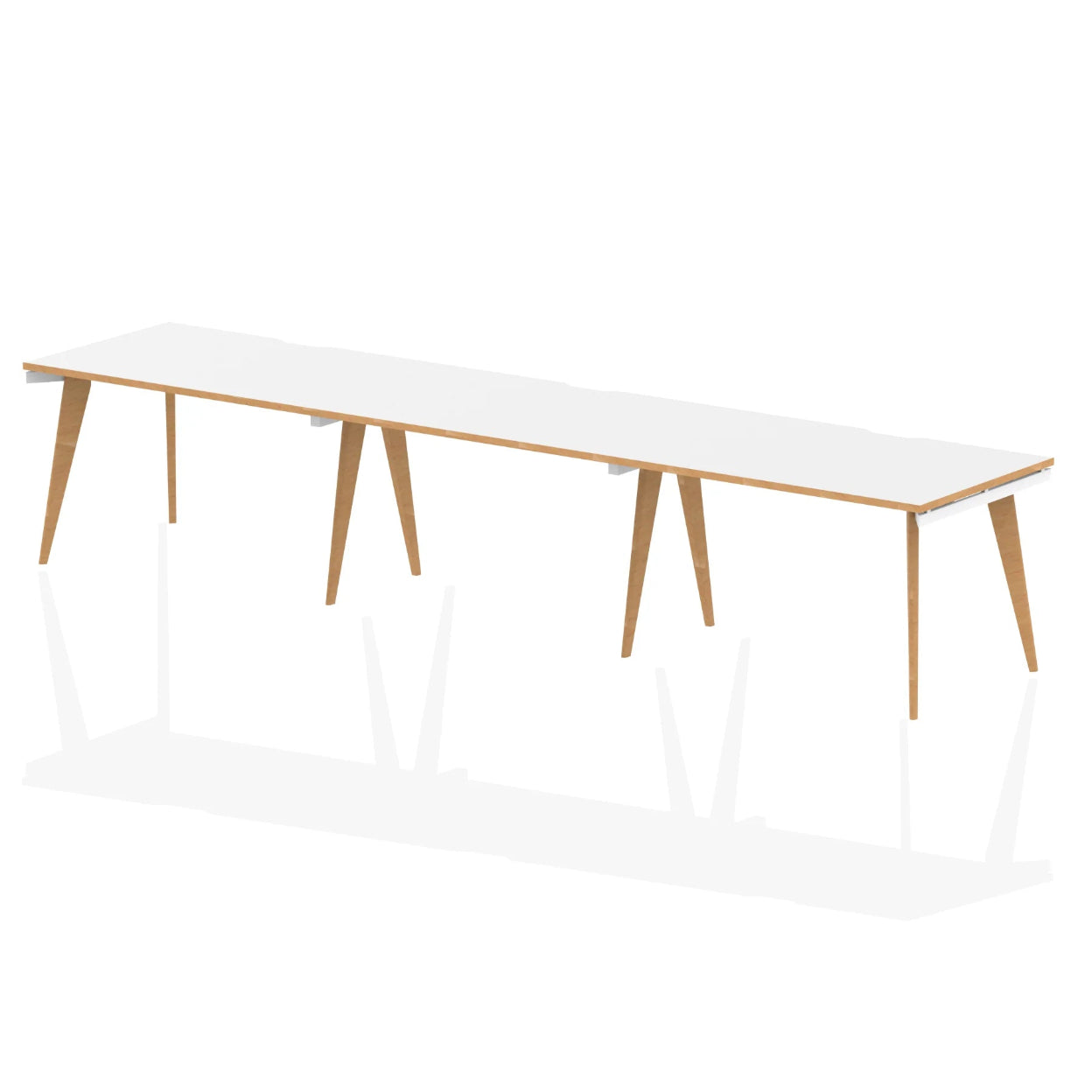 White table with wooden legs on a white background
