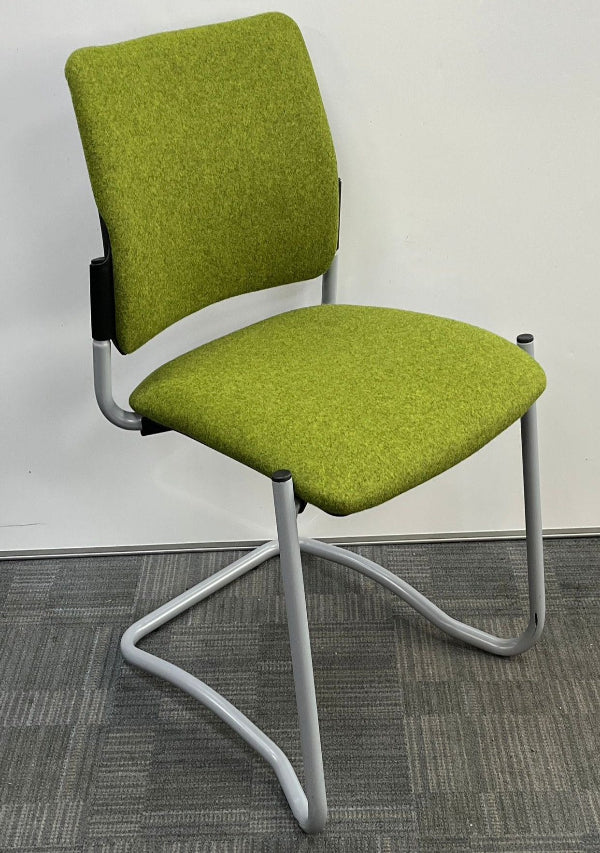 Gresham SJX Series Meeting / Visitors Chair on Grey Cantilever Frame Green (used)