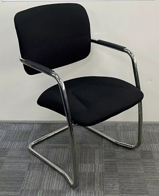 *SALE* Breeze BC021 Medium Back Chrome Cantilever Meeting Chair Black (used)