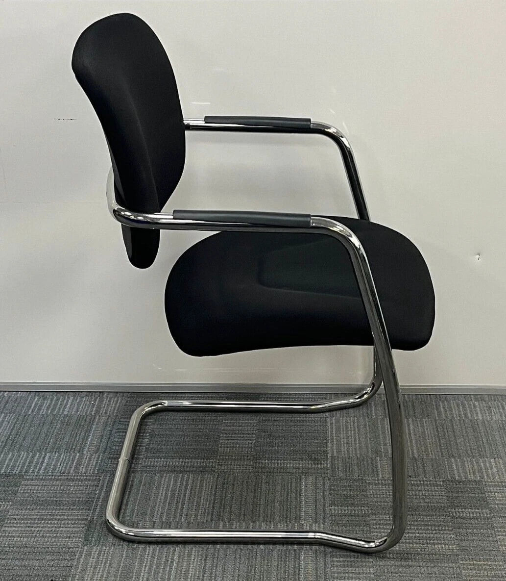 *SALE* Breeze BC021 Medium Back Chrome Cantilever Meeting Chair Black (used)