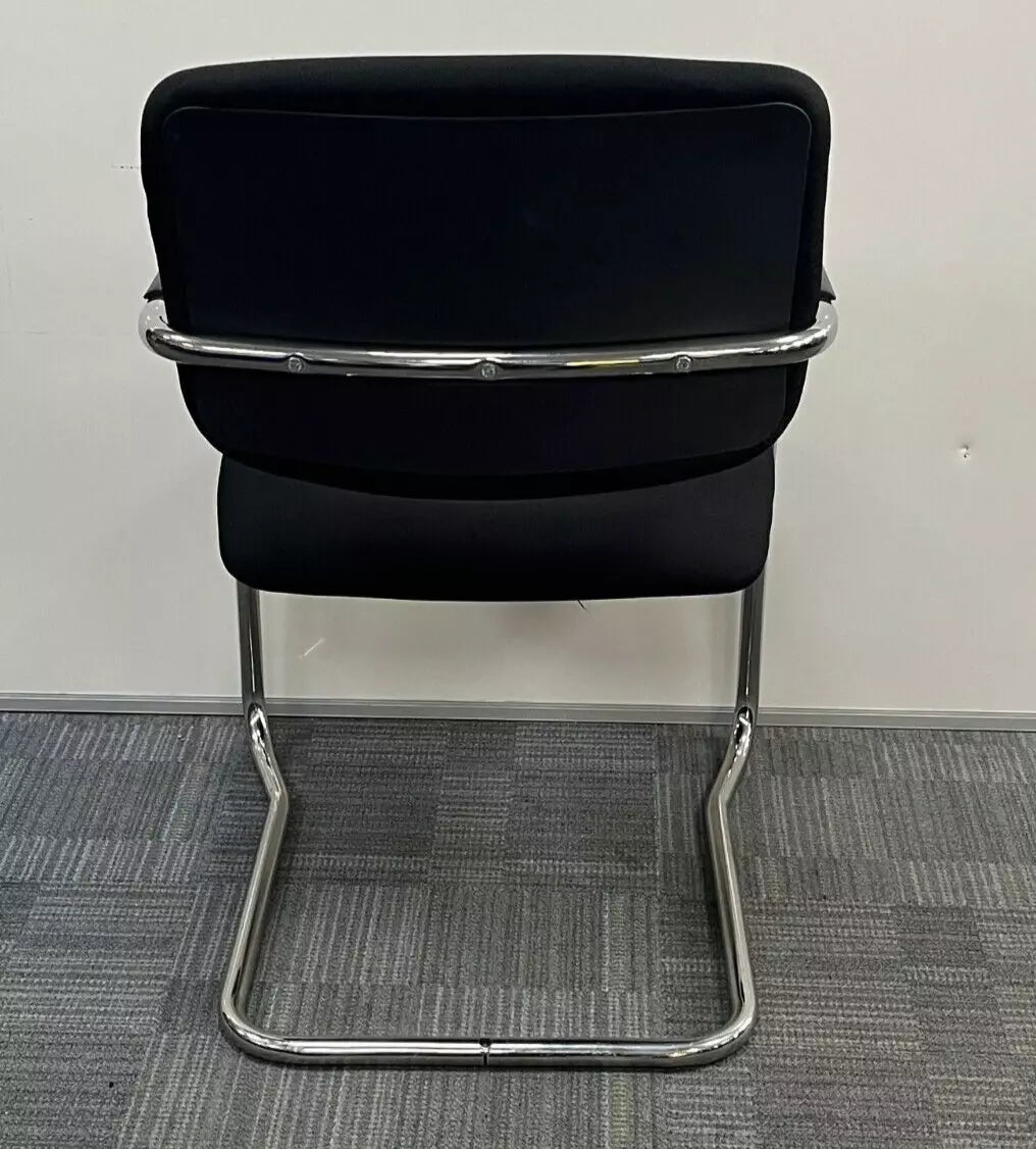 *SALE* Breeze BC021 Medium Back Chrome Cantilever Meeting Chair Black (used)
