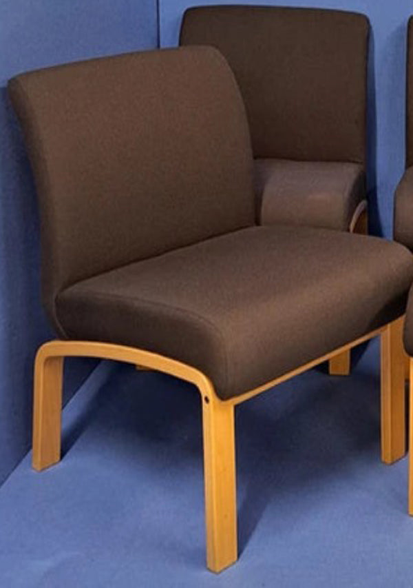 Set of 4 Visitor / Reception Chairs Brown with Wooden Frame (used)