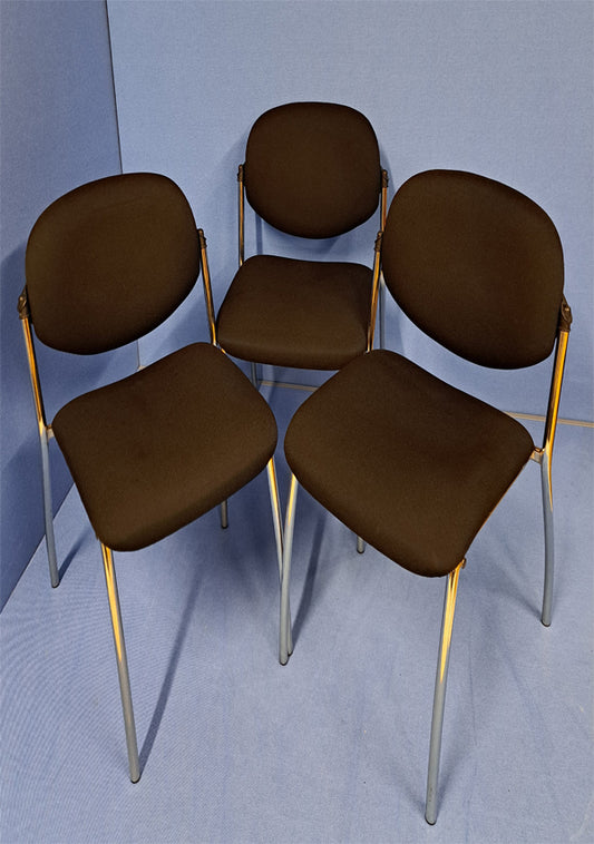 *SALE* Set of 3 Visitor / Meeting Chair on 4 Legged Frame Black (used)
