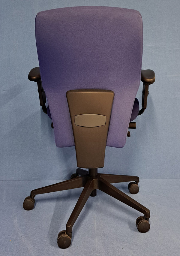 2 Tone Blue Medium Back Operators Armchair with Height Adjustable Arms (used)