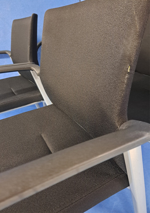 Set of 4 Connection IS Visitor / Meeting Chair on 4 Leg Frame Black / Silver Frame (used)