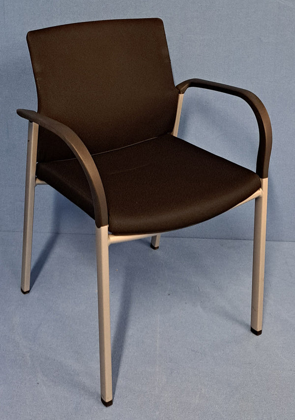 Set of 4 Connection IS Visitor / Meeting Chair on 4 Leg Frame Black / Silver Frame (used)