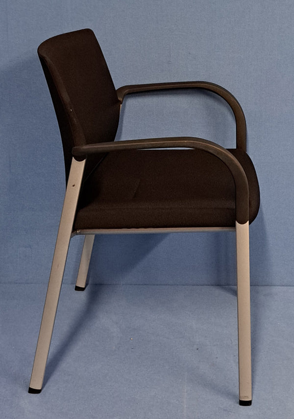 Set of 4 Connection IS Visitor / Meeting Chair on 4 Leg Frame Black / Silver Frame (used)