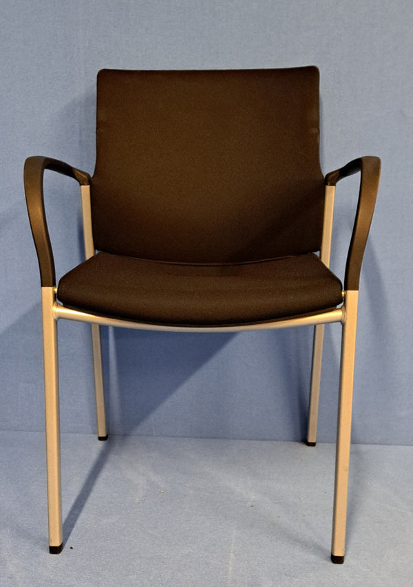Set of 4 Connection IS Visitor / Meeting Chair on 4 Leg Frame Black / Silver Frame (used)