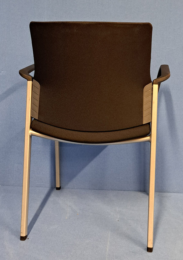 Set of 4 Connection IS Visitor / Meeting Chair on 4 Leg Frame Black / Silver Frame (used)