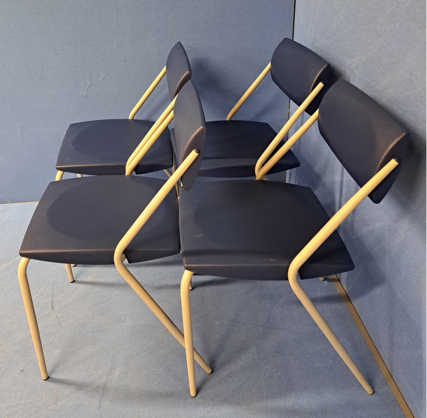 *SALE* Set of 4 Visitors Armchair on 4 Legged Frame Blue / Grey (used)