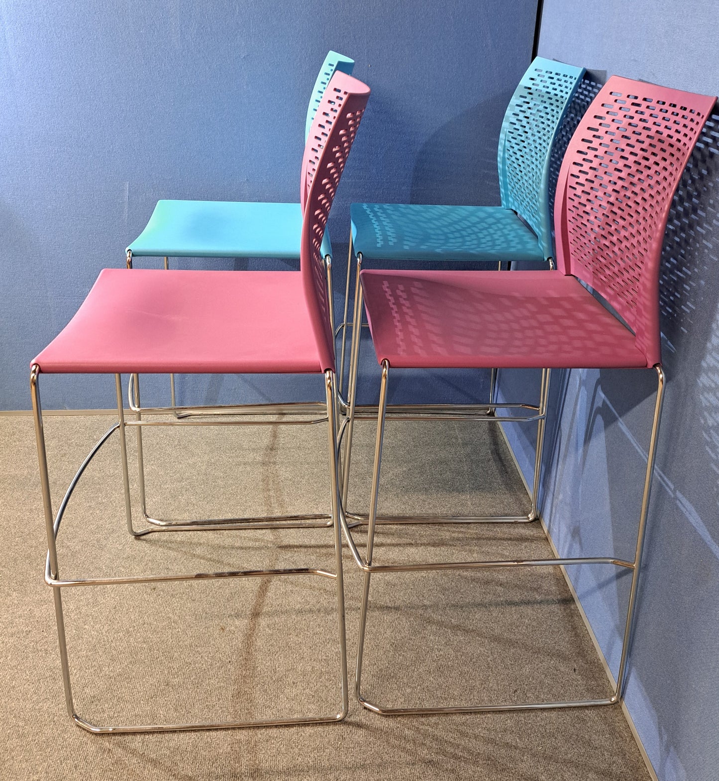 Set of 4 Xpresso High Chair / Stool Blue & Purple (used)