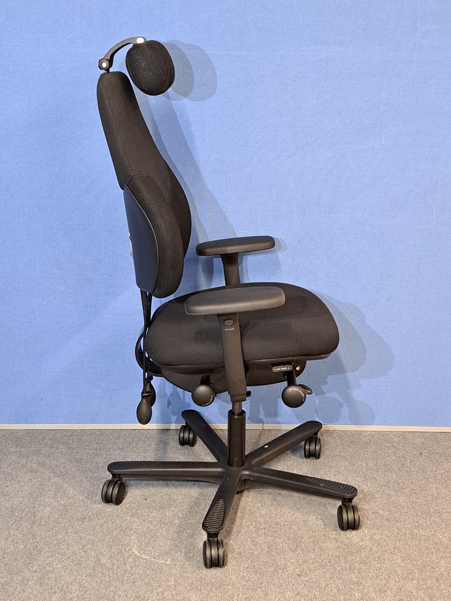 Orangebox Flo High Back Task Armchair with Headrest Black (used)