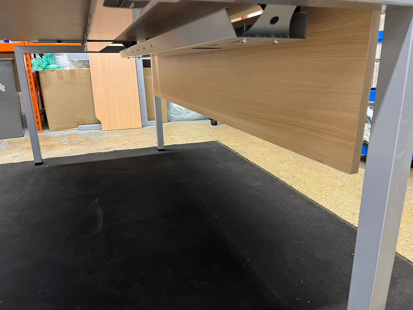 1800x800mm Straight Desk with Bench Style Frame Verade Oak (used)