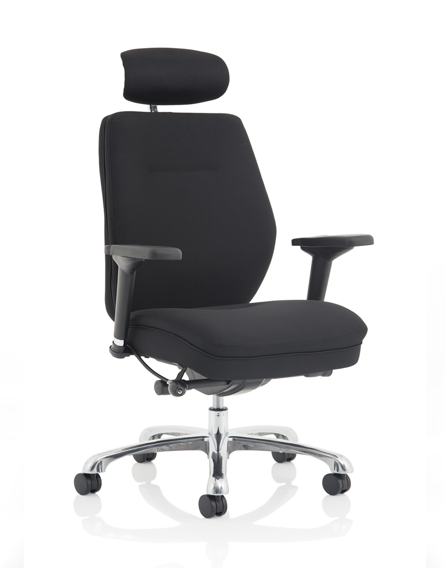 Domino High Back Posture Armchair with Headrest, Black Fabric