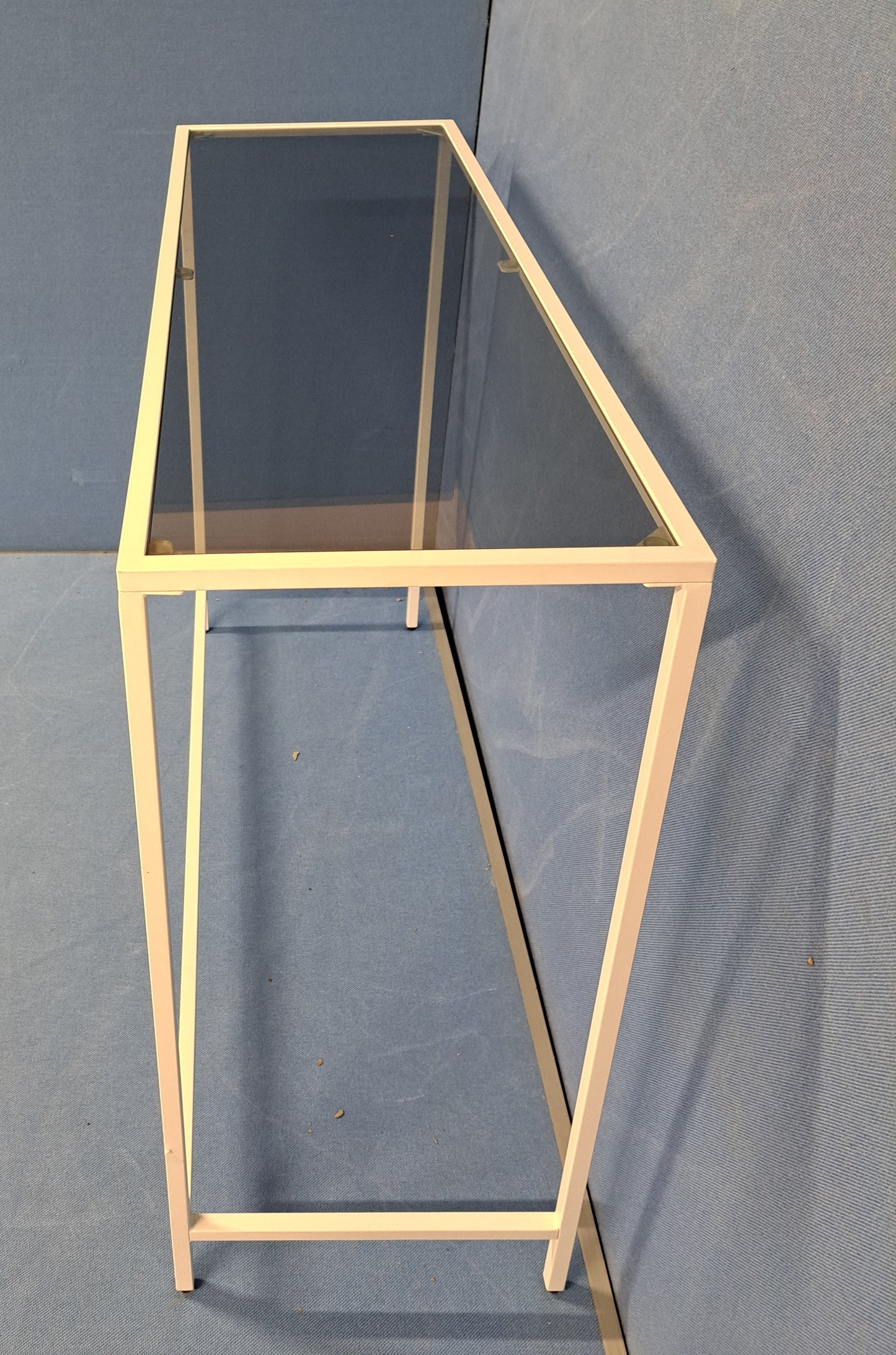 *SALE* 1005mm Console Side Table White frame with Glass Top (used)