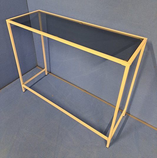 *SALE* 1005mm Console Side Table White frame with Glass Top (used)