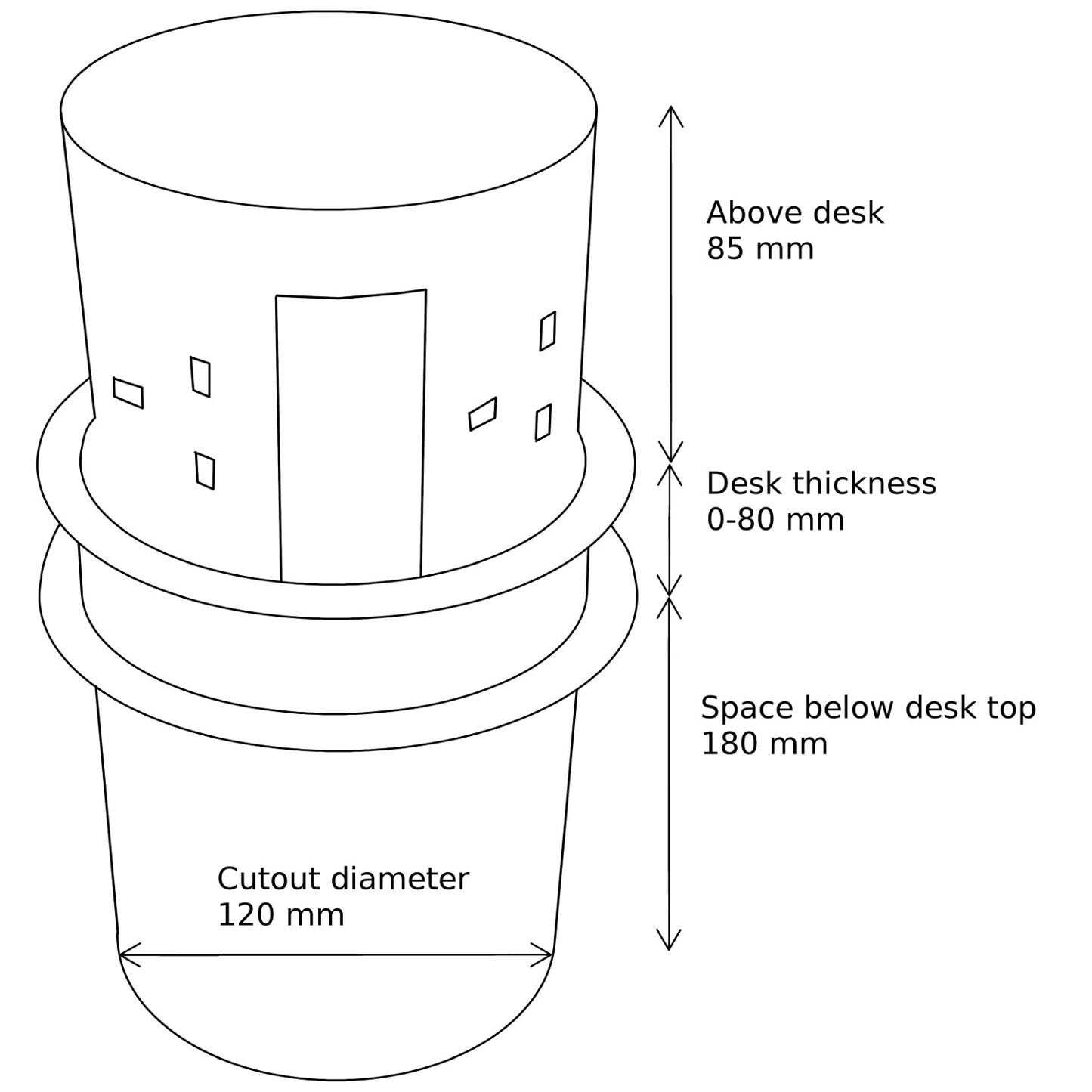 PopSocket Pop-up Power Unit, 4-fused Sockets, USB A+C, Wireless Charger, RJ45, HDMI, 2m Start Lead