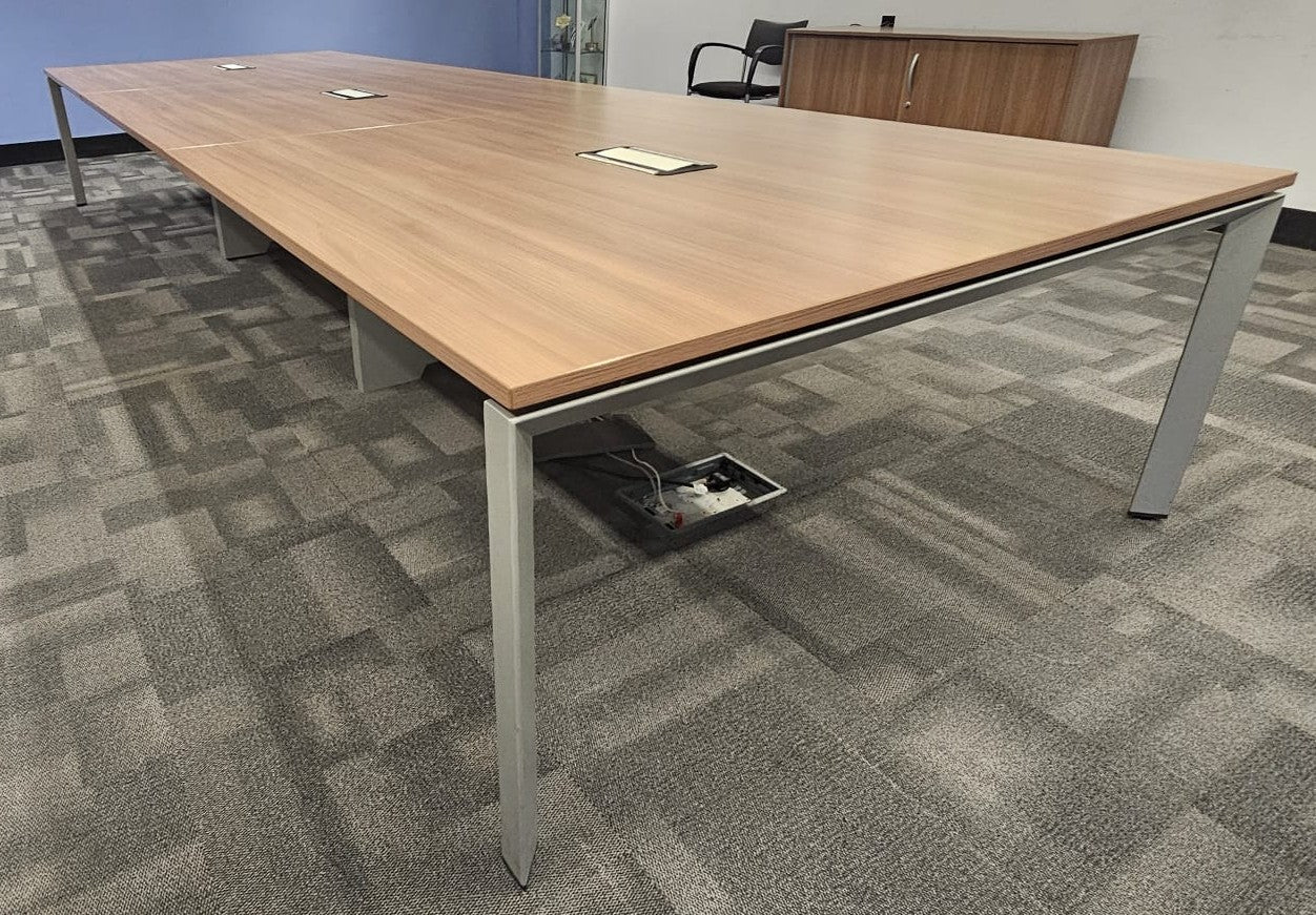 4200x1200mm Boardroom Meeting Table inc 2 Door Credenza Unit Walnut (used)
