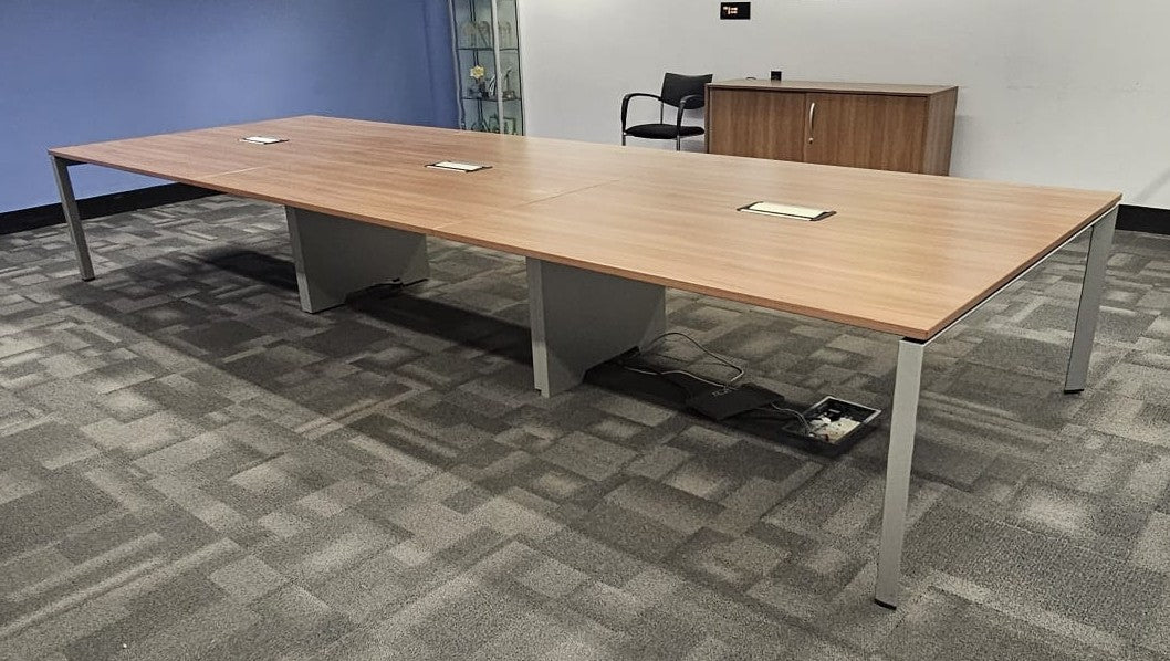 4200x1200mm Boardroom Meeting Table inc 2 Door Credenza Unit Walnut (used)