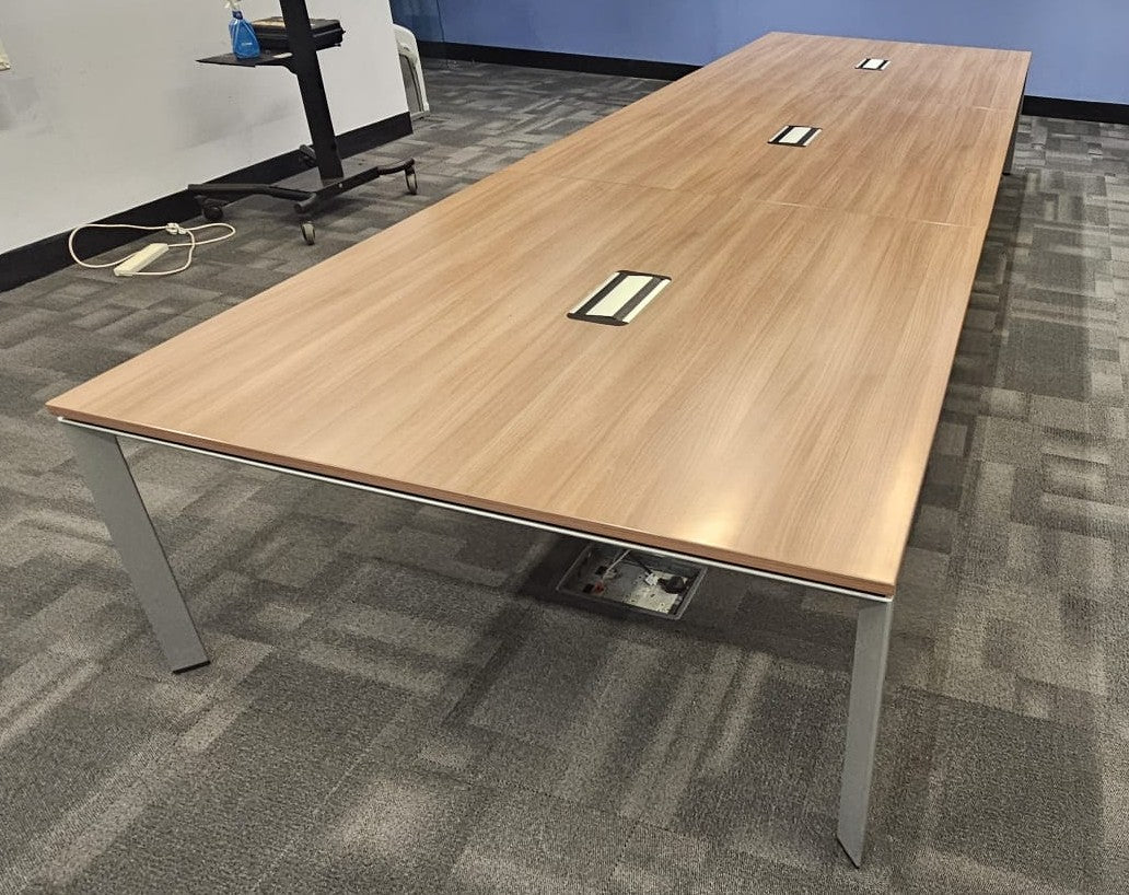 4200x1200mm Boardroom Meeting Table inc 2 Door Credenza Unit Walnut (used)