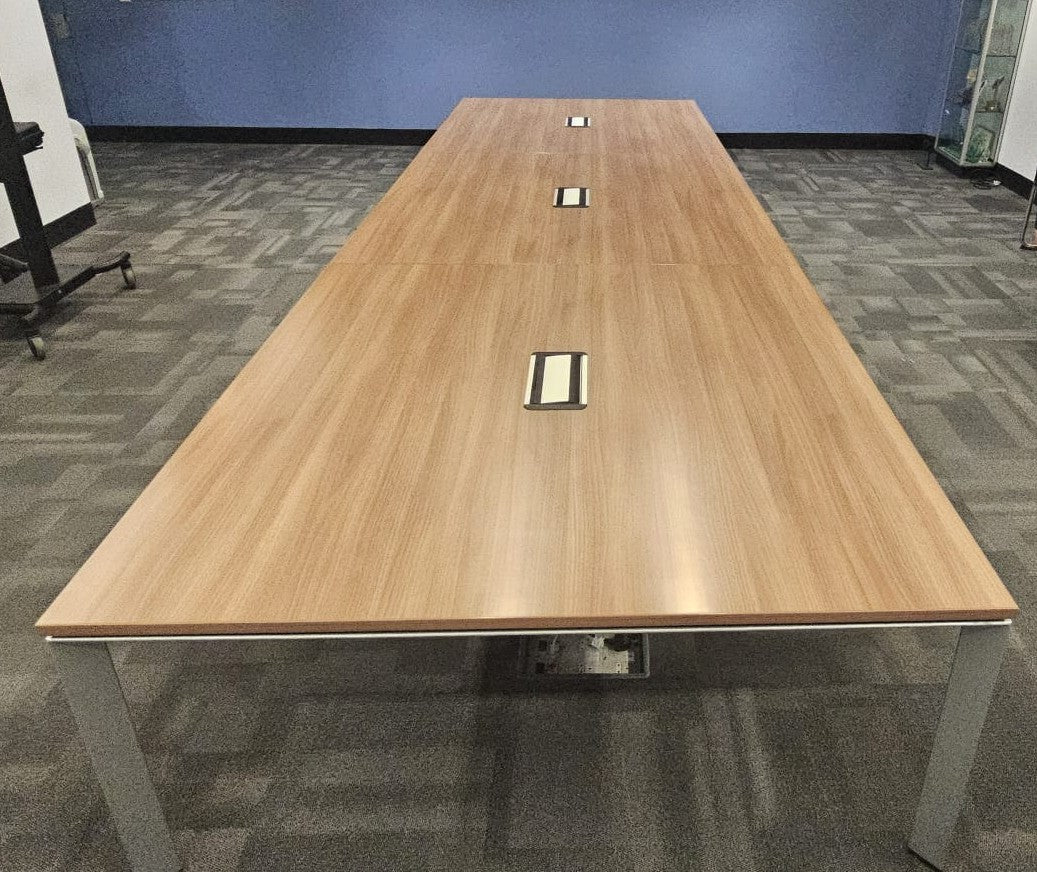 4200x1200mm Boardroom Meeting Table inc 2 Door Credenza Unit Walnut (used)