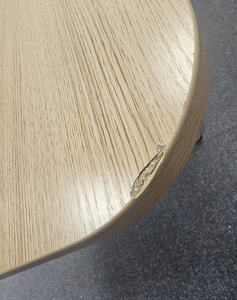 1800x1000mm Meeting Table, Light Oak on Silver Legs (chipped on the edge) (used)