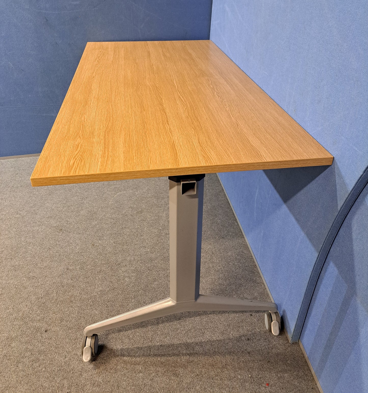 1500x750mm Fliptop Table on Locking Castors Oak (used)