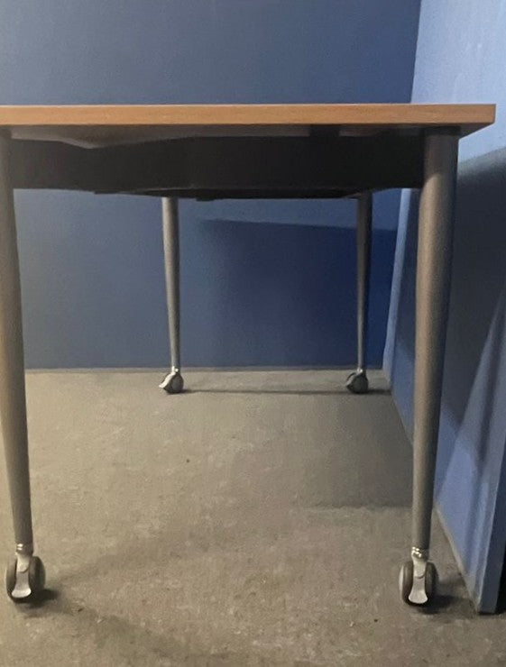 1500x750mm 4 Legged Meeting Table on Lockable Castors Maple (used)