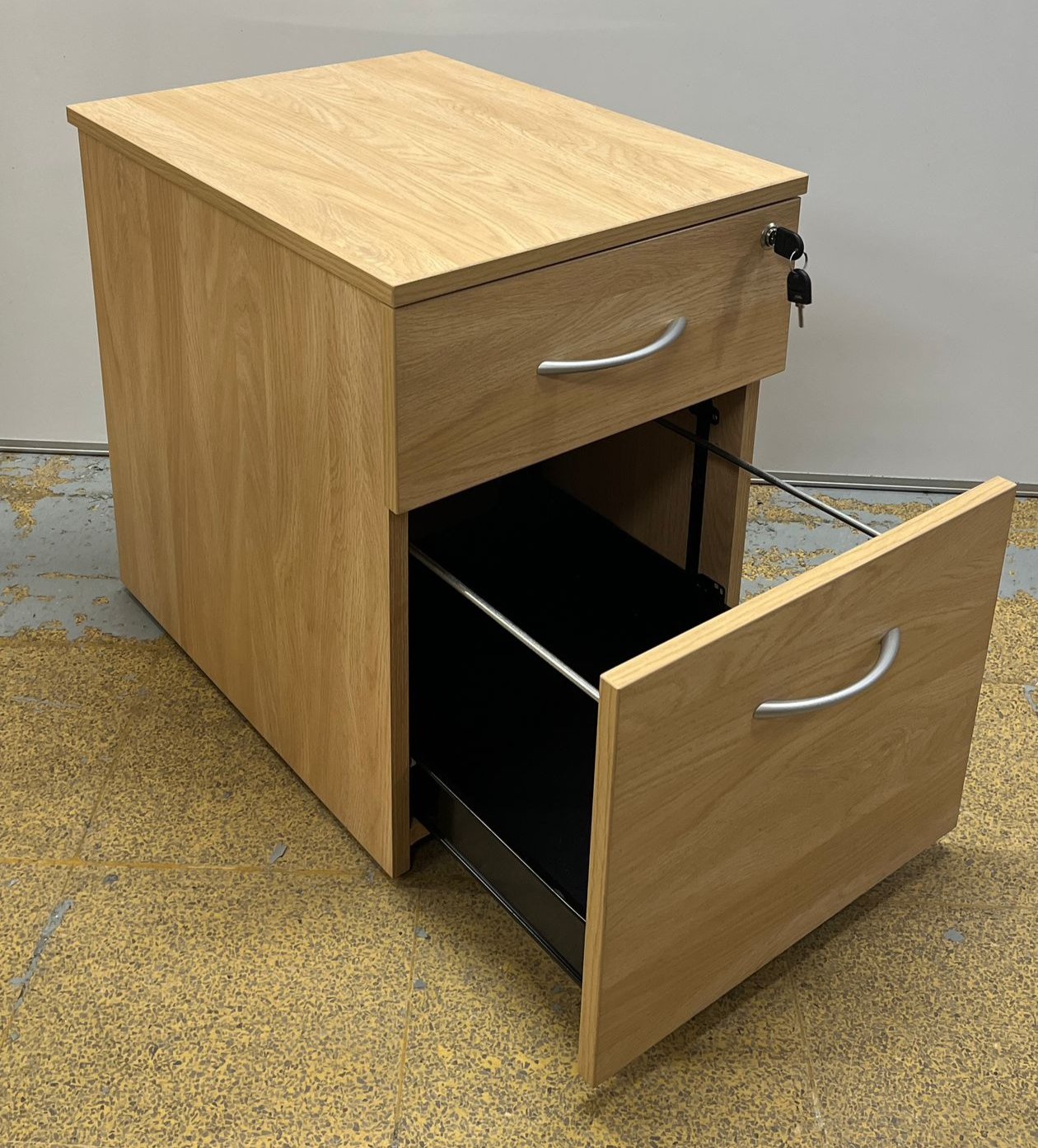 2 Drawer Under Desk Mobile Pedestal Japanese Ash (used)