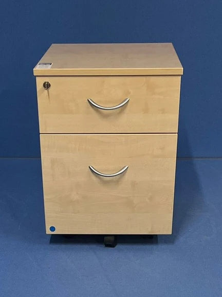 2 Drawer Under Desk Mobile Pedestal Maple (used)