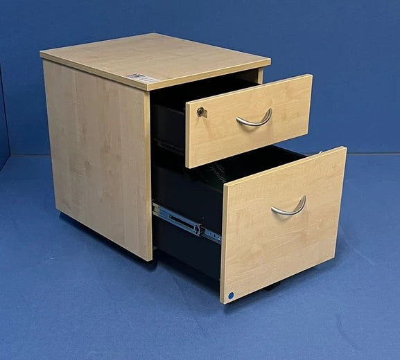 2 Drawer Under Desk Mobile Pedestal Maple (used)