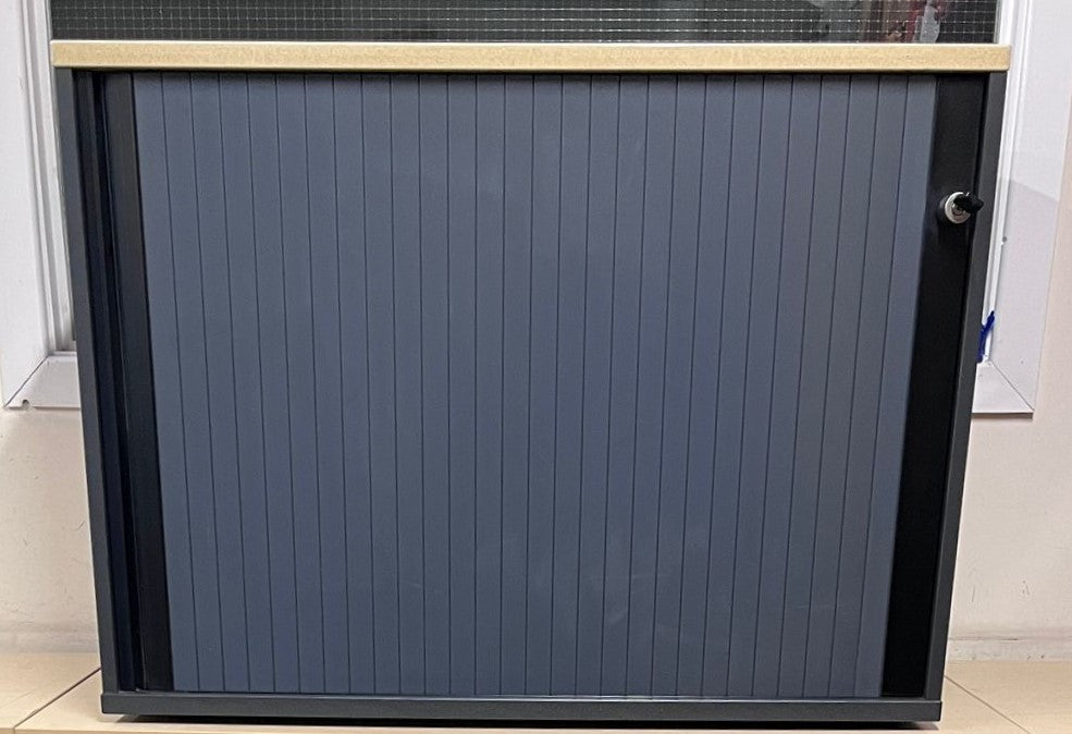 715mm High Tambour Unit with 1 Shelf Maple / Grey (used)