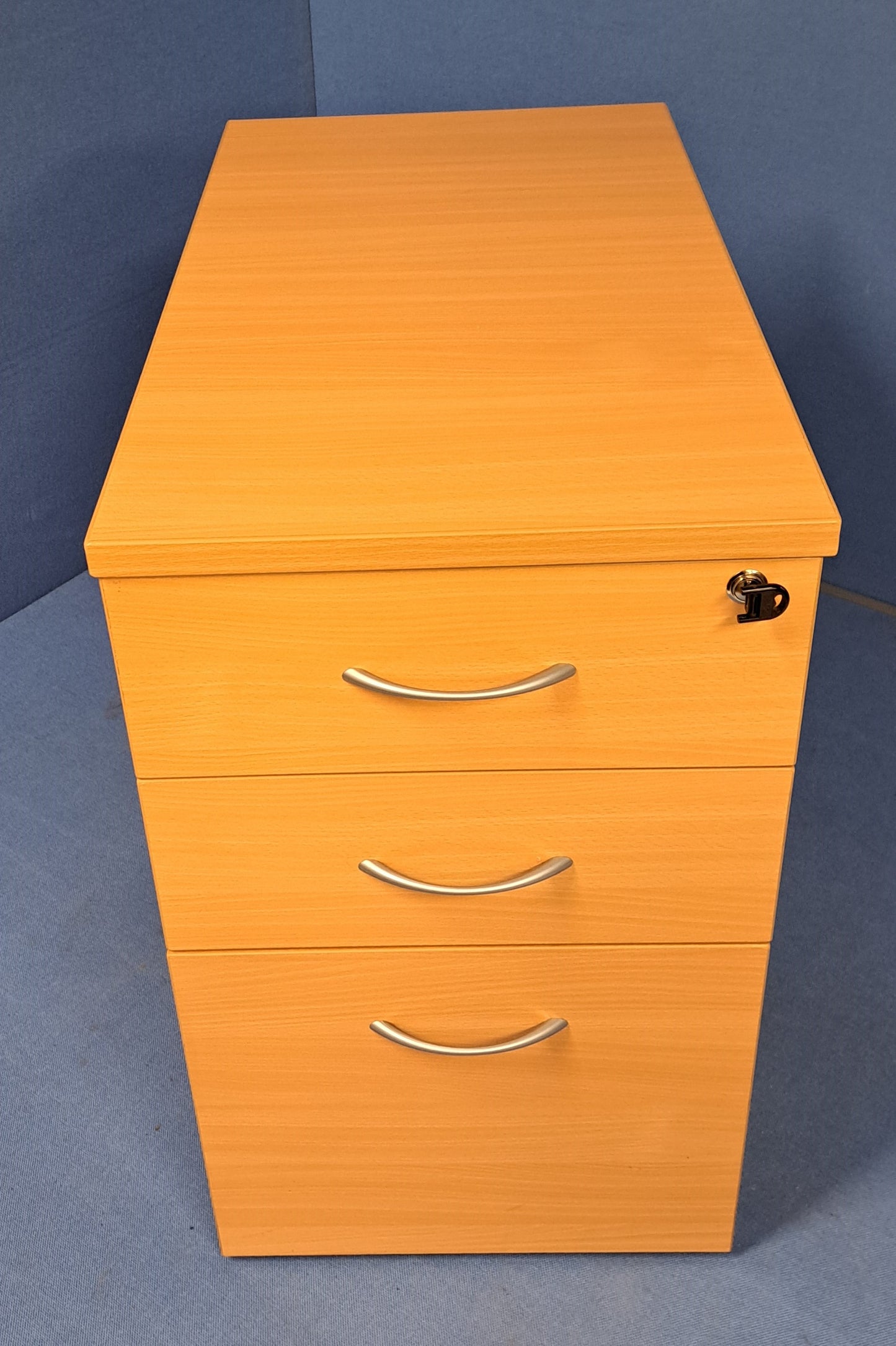 3 Drawer 800mm Desk High Pedestal Beech (used)