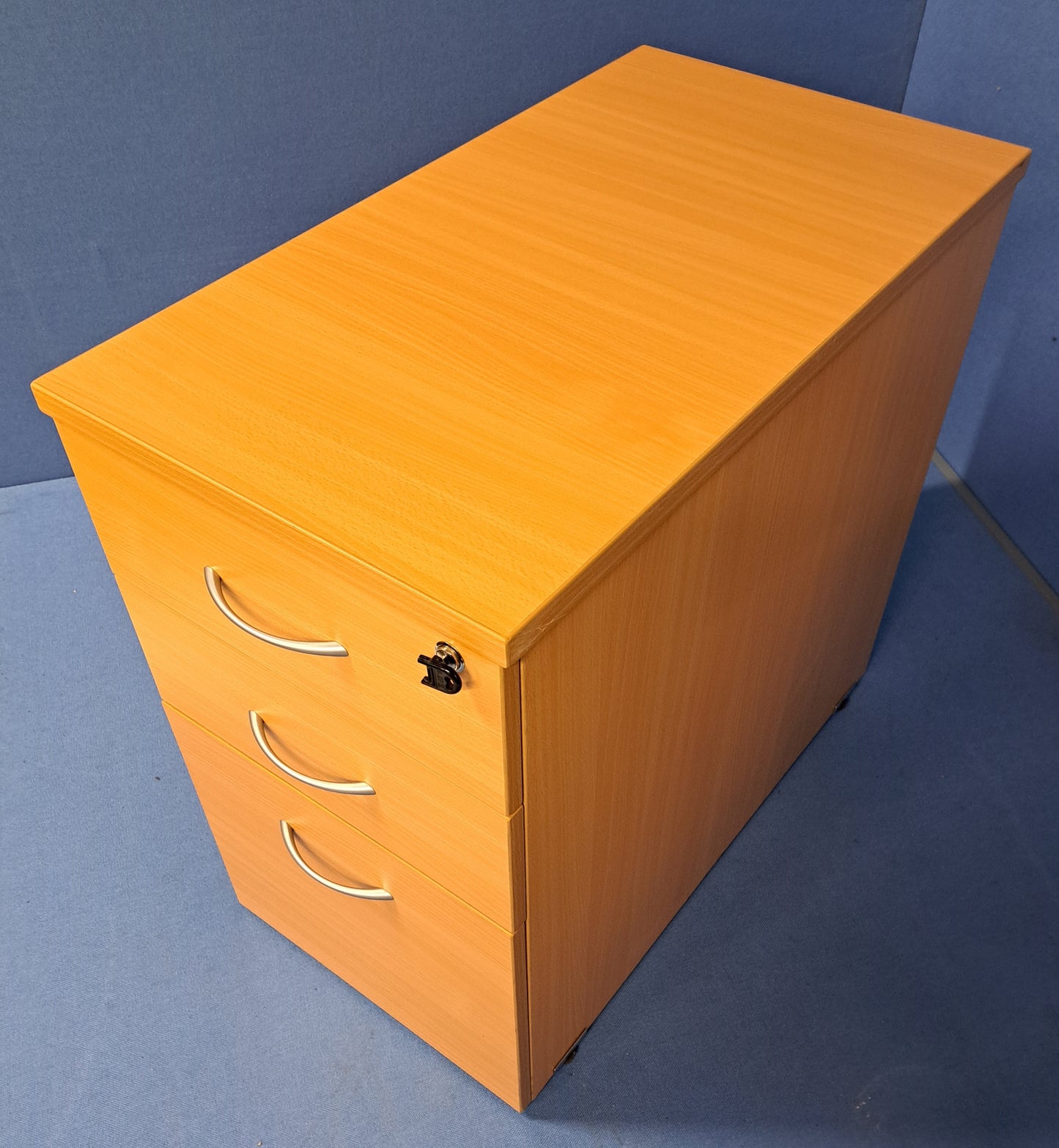 3 Drawer 800mm Desk High Pedestal Beech (used)