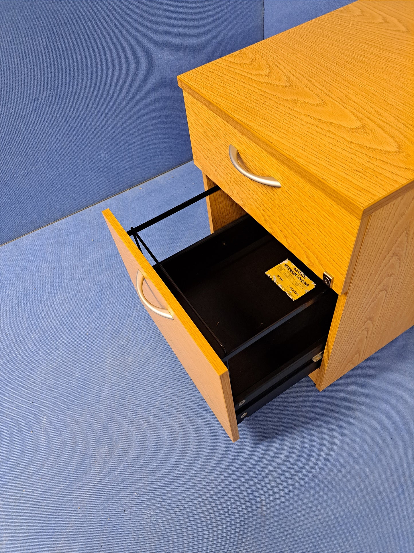 2 Drawer Under Desk Mobile Pedestal Oak (used)