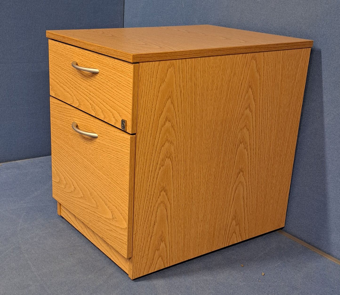 2 Drawer Under Desk Mobile Pedestal Oak (used)
