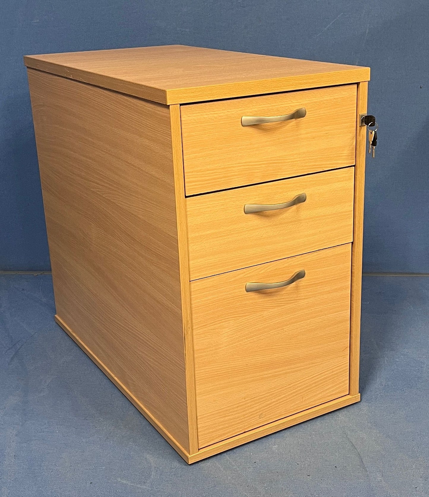 3 Drawer 800mm Deep Desk High Pedestal Beech (used)