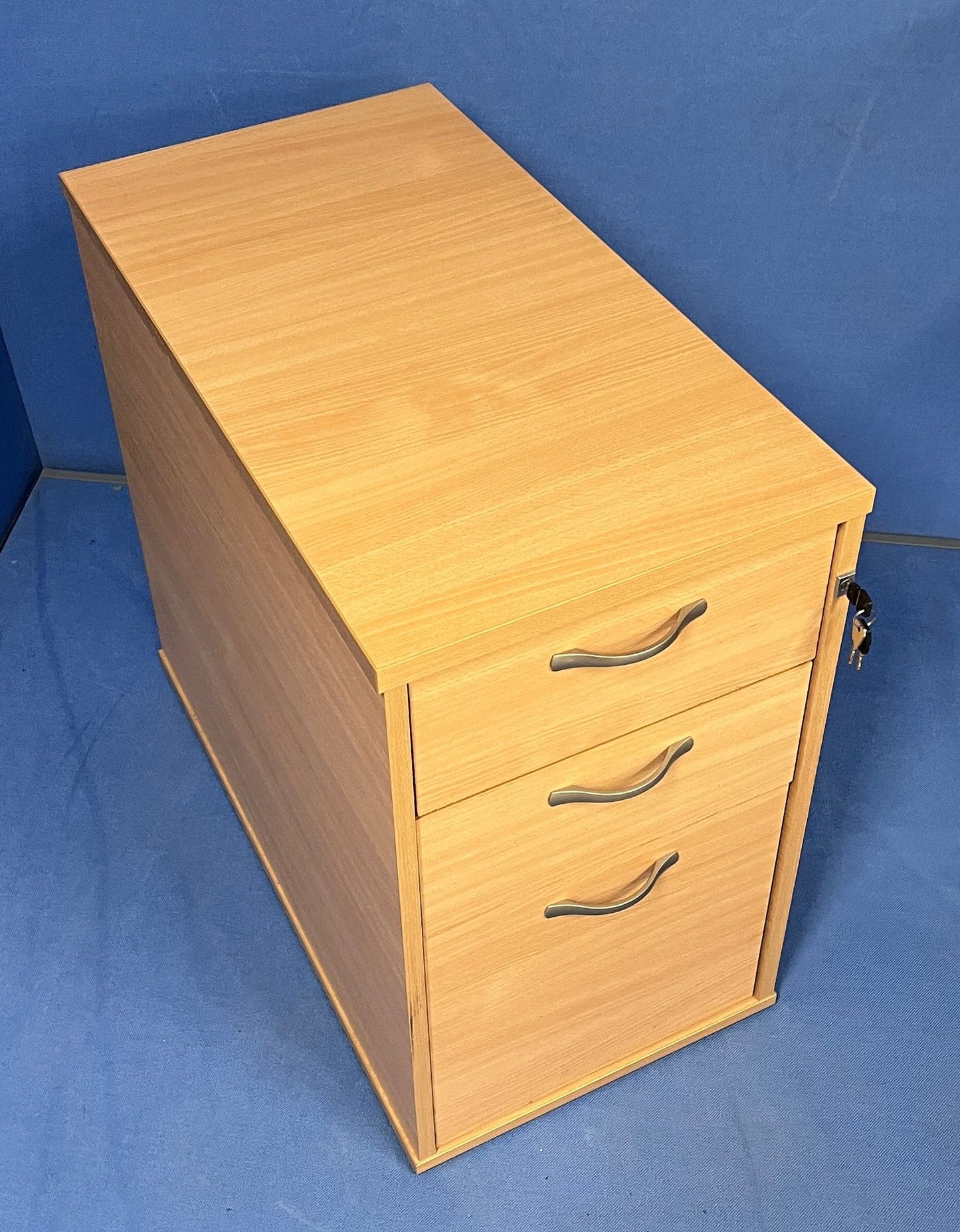 3 Drawer 800mm Deep Desk High Pedestal Beech (used)
