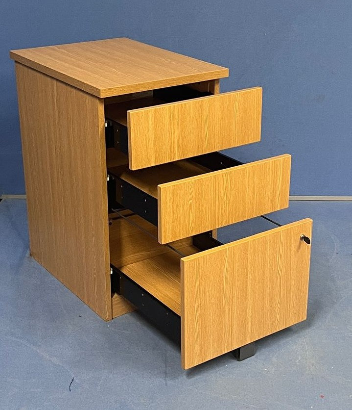 *SALE* 3 Drawer Desk High Pedestal Oak (used)