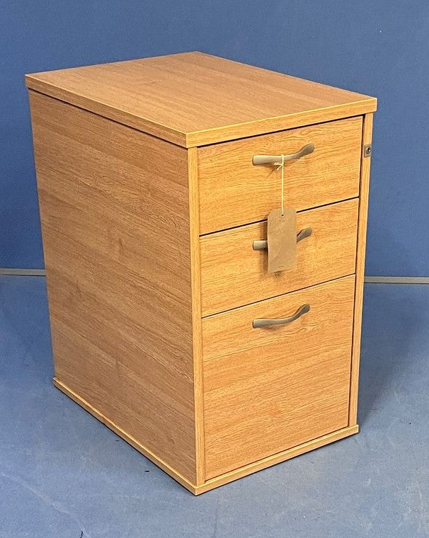 *SALE* 3 Drawer Desk High Pedestal Light Oak (used)