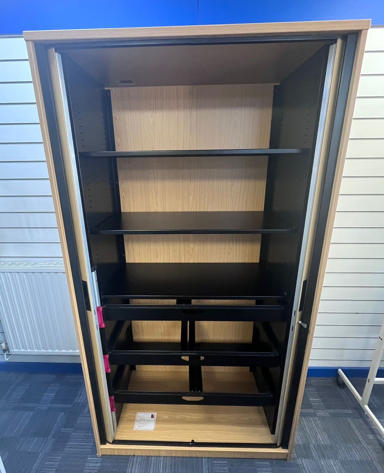 1945mm High Tambour Oak with 3 shelves (used)