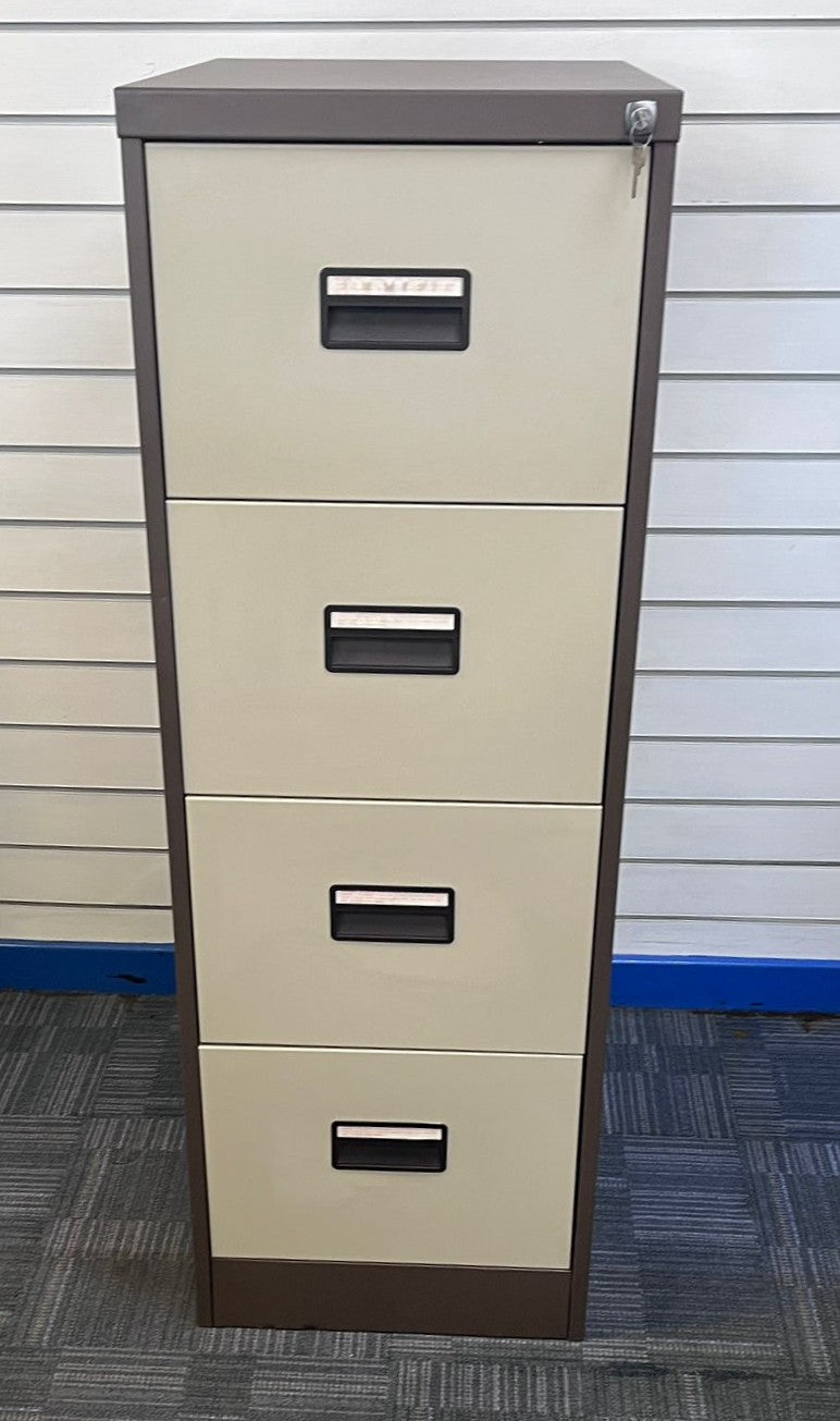 4 Drawer Steel Filing Cabinet Coffee / Cream (used)