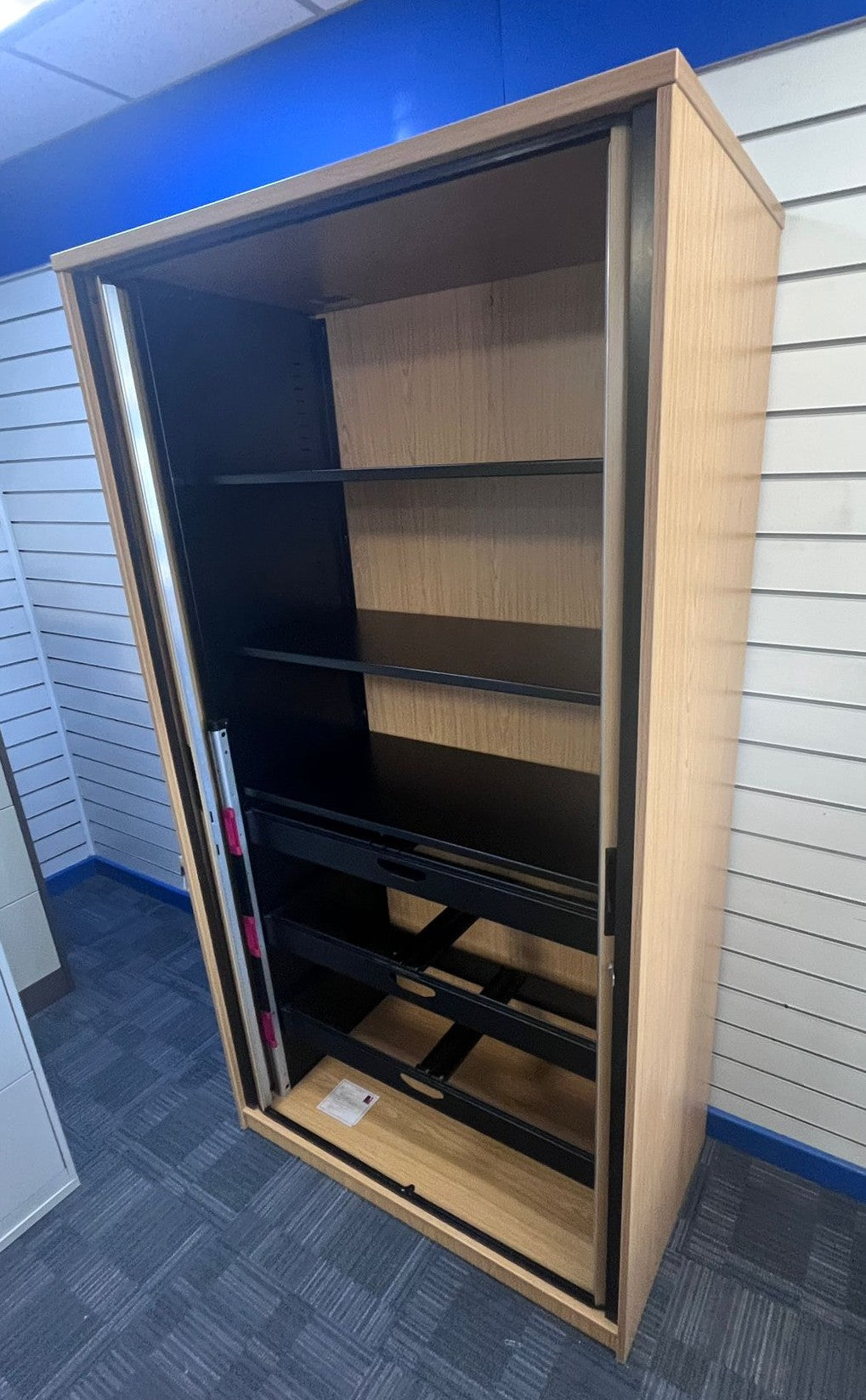 1945mm High Tambour Oak with 3 shelves (used)
