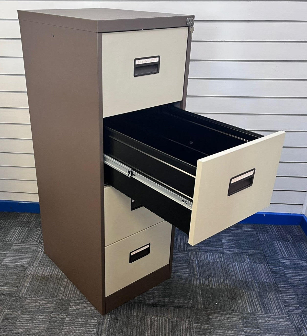 4 Drawer Steel Filing Cabinet Coffee / Cream (used)