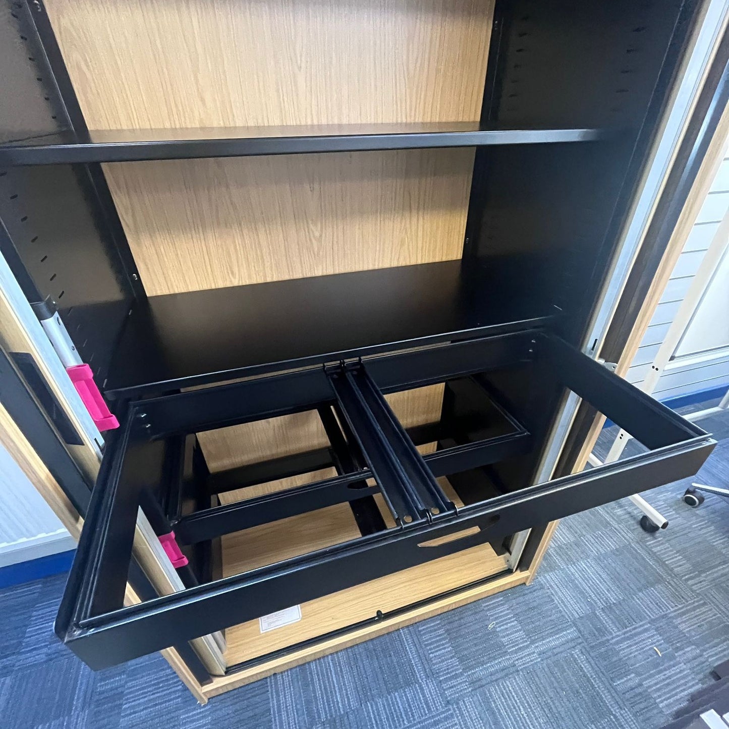 1945mm High Tambour Oak with 3 shelves (used)