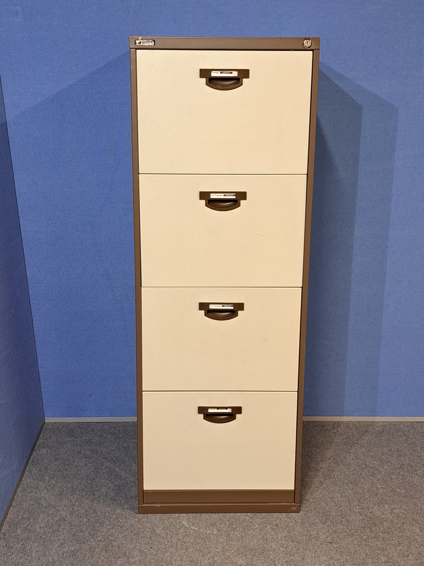 4 Drawer Steel Filing Cabinet Coffee / Cream (used)