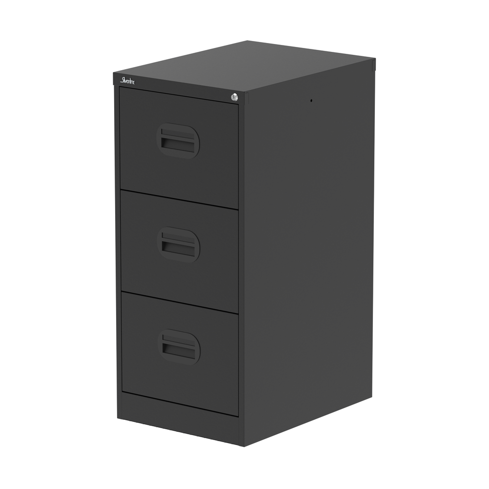 Qube 3 Drawer Metal Filing Cabinet Black