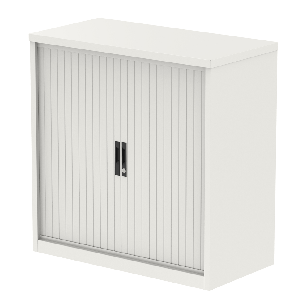 Qube 1016mm High Tambour Cupboard White inc 1 Shelf